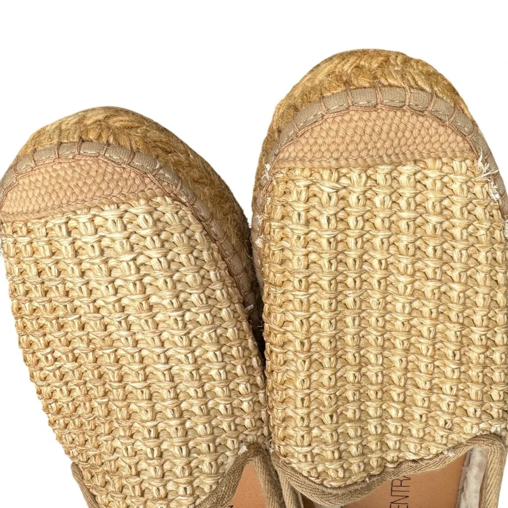 Woven Raffia Espadrille Slip On Shoes Platform‎ 275 Central Size 37 Beige